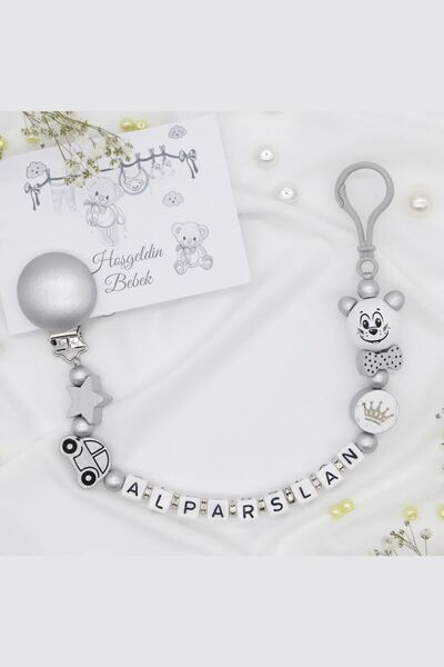 lilamtasarım Isimli Emzik Zinciri - Emzik Askısı - Bebek Hediyesi Bez030