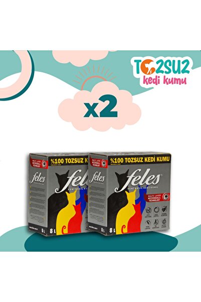 FELES Tozsuz Kedi Kumu 2 Adet Kutu (TAMAMEN DOĞAL , AKTİF KARBONLU)