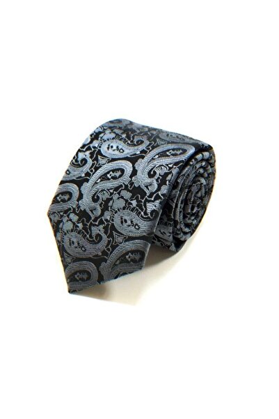 VENCHY ربطة عنق بنمط شال أسود مدخن