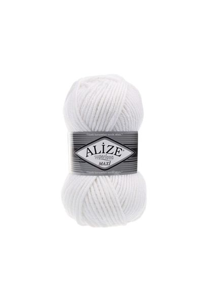 Alize Superlana Maxi Thick Hand Knitting Yarn 055 White