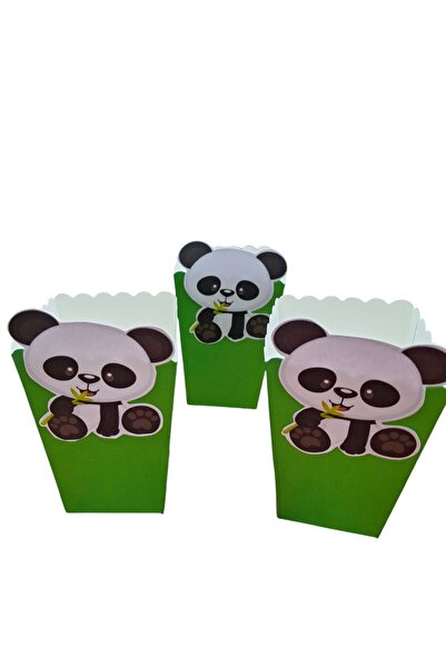 Büşra Süsleme PANDA TEMALI POP CORN MISIR KUTUSU 8 Lİ