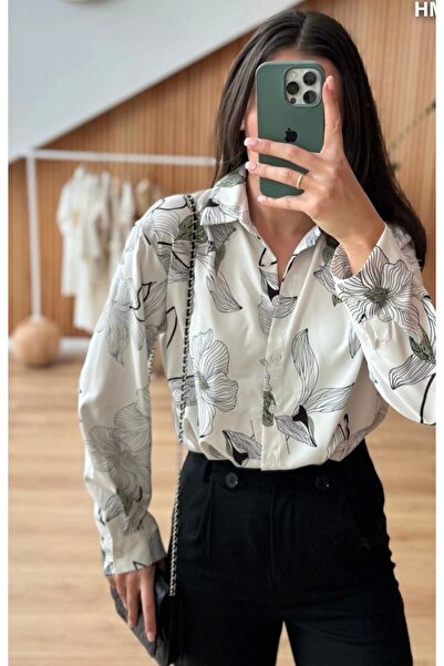 AFA Жіноча сорочка з шовкового сатину - з квітковим візерунком