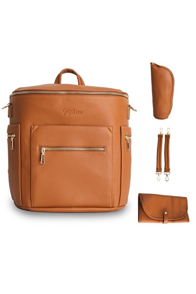 motheric Soho Vegan Deri Anne Bebek Bakım Çantası, Bebek Sırt Çantası, Biberon Çantası Ve Ped Ile Taba