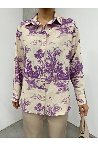 HİJABAYA Λινό πουκάμισο - Σχέδιο με φιγούρα δέντρου