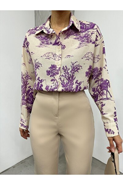 HİJABAYA Λινό πουκάμισο - Σχέδιο με φιγούρα δέντρου