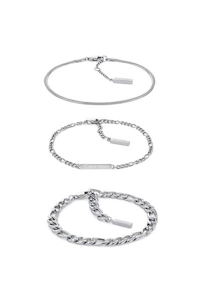 Calvin Klein Ckj 357000003   مجموعة أساور فولاذية - تصميم مريح وأنيق