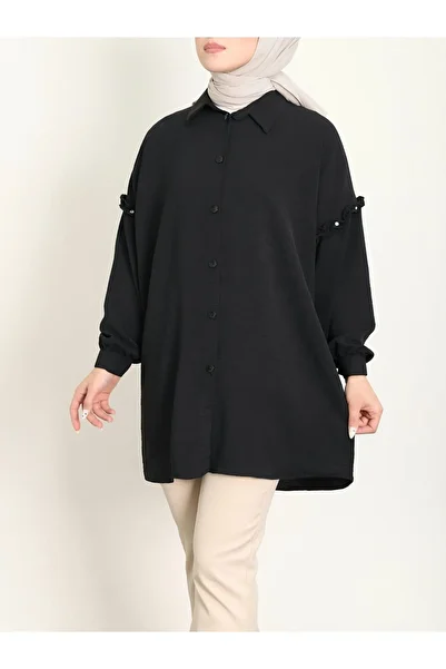 HİJABAYA Stone Detailed Frilly Casual Ayrobin Tunik