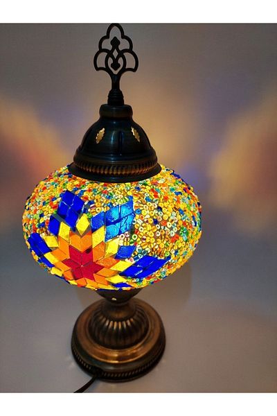 GALATA GIFT Mosaic Pattern - Decorative Table Lamp, 18cm Diameter