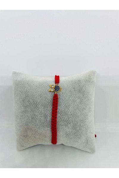 GALATA GIFT Owl Figured, Stone, Red Macrame Braided, Elevator Bracelet