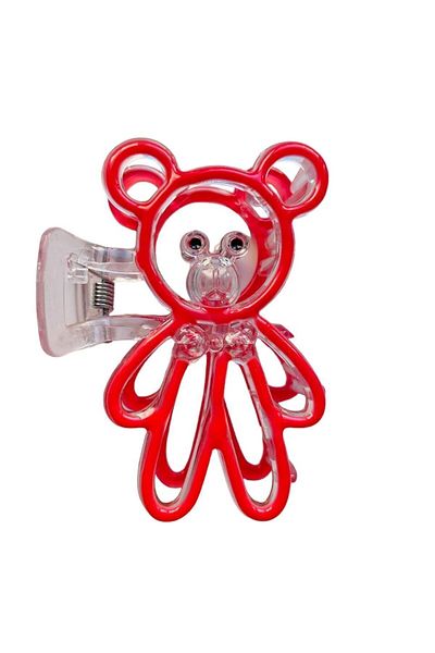 GALATA GIFT Latch Buckle, Large Size, Transparent Color, Red XL Rugged Buckle with Teddy Bear Figure 8 cm Knob Buckle