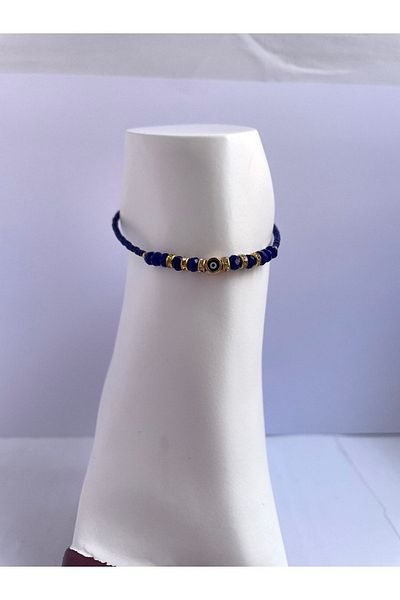 NiceandBonita Dark Blue Beaded, Evil Eye Bead Detailed, Stylish Anklet