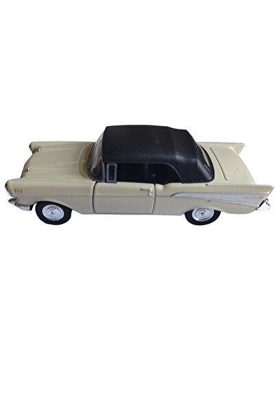 WELLY Lisanslı 1957 Chevrolet Bel Air Çek Bırak Model Metal Araba (1:34) Krem