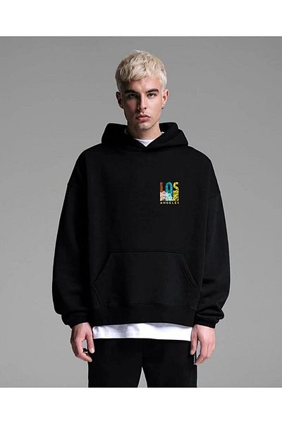 Altamira Hanorac oversize cu glugă unisex negru Los Angeles