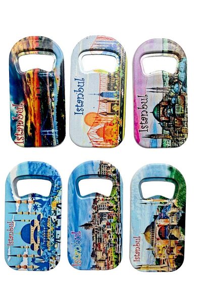 GALATA GIFT 6 deschizători de sticle cu tematică Istanbul și magnet pentru frigider - Deschizător de sifon 9 cm