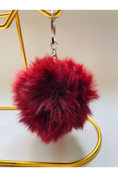 GALATA GIFT Pompom Keychain and Bag Accessory - Soft Furry Car Mirror Ornament