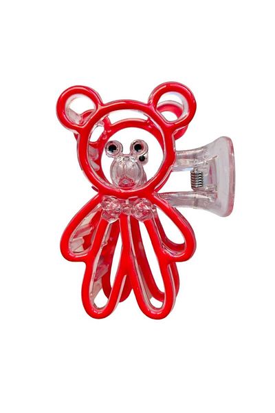 GALATA GIFT Latch Buckle, Large Size, Transparent Color, Red XL Rugged Buckle with Teddy Bear Figure 8 cm Knob Buckle