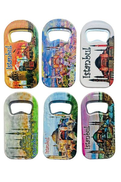 GALATA GIFT 6 Pieces Istanbul Themed Bottle Opener and Fridge Magnet - Soda Opener 9cm