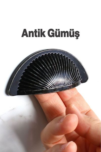 Badem10 Sail Mussel Stone Dish 64mm Buton anticat Mobilier din argint antic Mâner dulap de bucătărie Mâner
