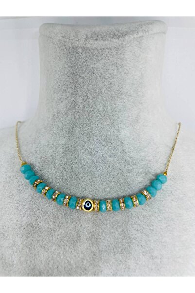 GALATA GIFT قلادة مطرزة 45 سم - سلسلة تمديد ذهبية، عين الشر الأنيقة والجميلة