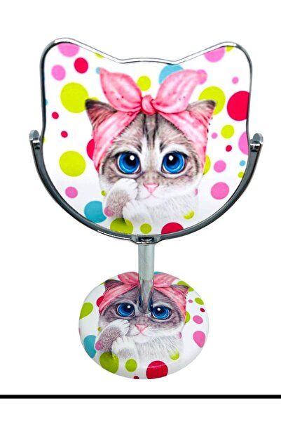 GALATA GIFT Kedi Desenli, Ayaklı, Makyaj Aynası, Döner Başlıklı Ayna, Kedi Şe...