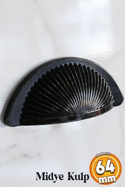 Badem10 Sail Mussel Stone Dish 64mm Buton anticat Mobilier din argint antic Mâner dulap de bucătărie Mâner