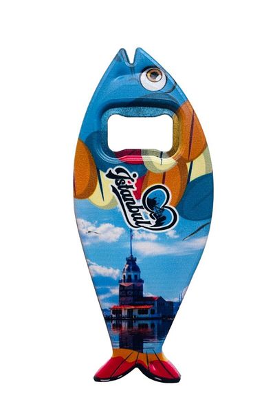 GALATA GIFT Magnet pentru deschizător de sticle, Magnet în formă de pește, cu tematică Istanbul