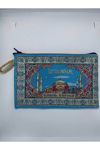 GALATA GIFT Традиційний візерунок, символи Стамбула, золота облямівка, жіночий гаманець на блискавці, 16x10 см