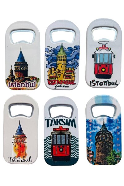 GALATA GIFT 6 deschizători de sticle cu tematică Istanbul și magnet pentru frigider - Deschizător de sifon 9 cm