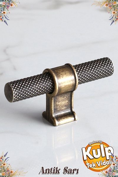 Badem10 Hisar Antique Antique Yellow Metal Button Single Screw Mobilier Bucătărie Sertar Dulap Mâner Mâner