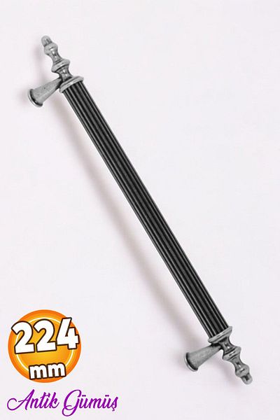 Badem10 Ovacık (224 MM - 22,4 CM) Mobilier din metal argintiu antic, sertar de bucătărie, dulap, dulap, mâner