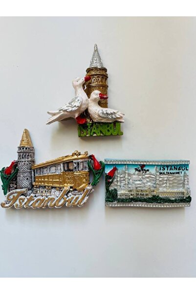 GALATA GIFT İstanbul Temalı Buzdolabı Magneti, 3'lü Magnet Seti, Galata Kules...