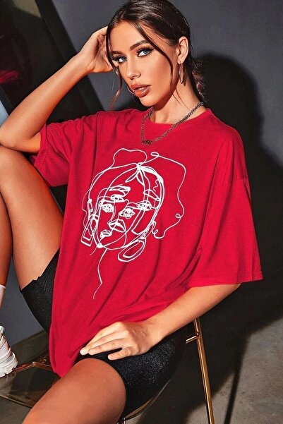 Altamira Μπλουζάκι Unisex Red Face Printed Oversize