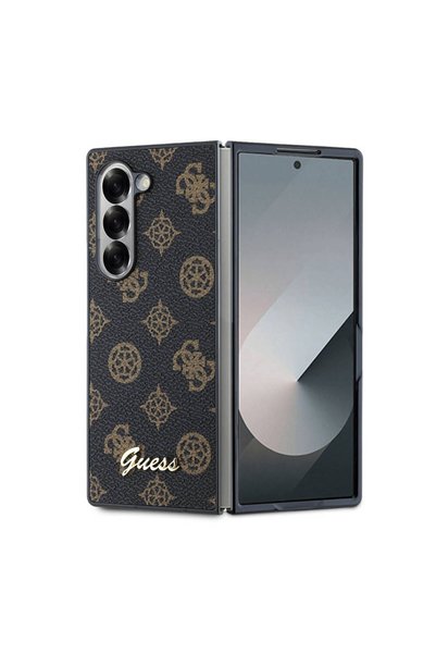 Guess Galaxy Z Flip 6 Uyumlu Kılıf Guess  Lisanslı Peony Script Kapak Siyah