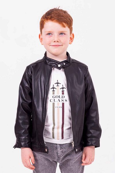 Gold Class Kidswear Кожено яке за момче - с цип и яка