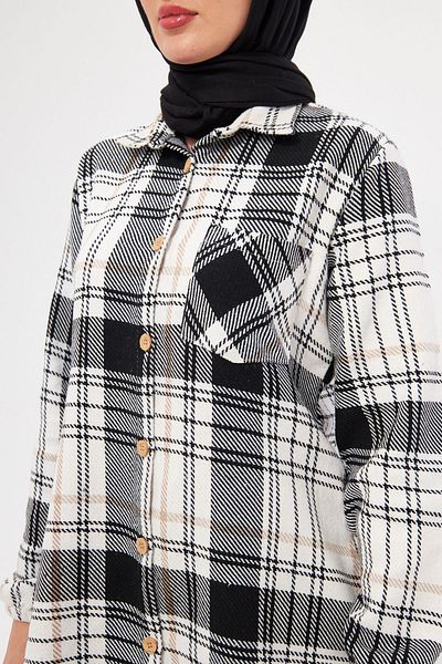 Giyim Gezegeni Women's Winter Tunic Shirt with Single Pocket and Elastic Sleeve Chanel