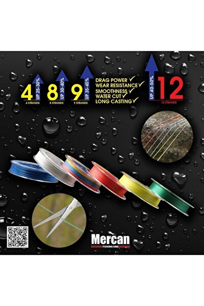 Mercan Green Pe Braid Platinum X12 Thread 300m Reel Fishing Line
