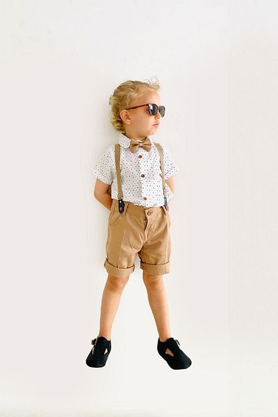 LULU Kids Yaman Boy's Summer Suit - Set of 4 with Bow Tie and Slopet