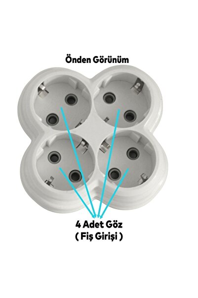 Golyat Dört Gözlü 4'lü Kablosuz Topraklı Çoklu Grup Priz Çoğaltma Dörtlü Fiş Piriz Sıva Üstü
