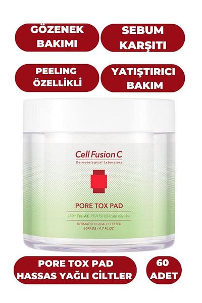 Cell Fusion C 60 Pieces Pore Tox Pad - Firming Care Pad for Pores and All Skin Types