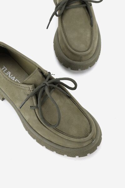 TUNAELLİ Green Nubuck Oxford Ayaş - Piele naturală autentică, cu șireturi, mărimea 36-41