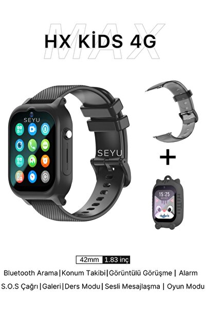 SEYUWATCH HX Kids 4G Max Sim Kartlı Harvox Akıllı Çocuk Saati Gps Konum Takibi Görüntülü Konuşma 4G Destekli