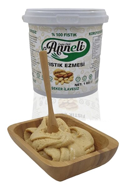 Emine türk anneli 1 Kg Fıstık Ezmesi Şekersiz Sade Annemeli Ile %100 Doğal %100 Fıstık