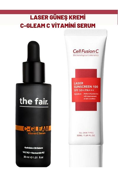Cell Fusion C High Protective Sun Cream - Laser All Skin Types, C Gleam Vitamin C Serum