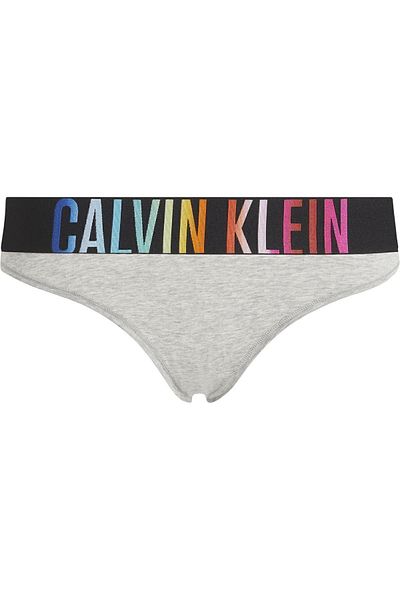 Calvin Klein سراويل داخلية نسائية بشعار العلامة التجارية - قابلة للتنفس، شريط مطاطي، مريحة للاستخدام اليومي - رمادي