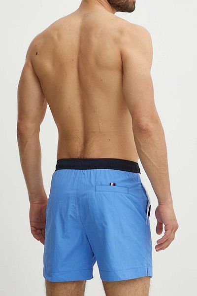 Tommy Hilfiger Men's Brand Logo Elastic Drawstring Two Side Pockets One Back Pocket Stylish Looking Slim Navy Blue Shorts