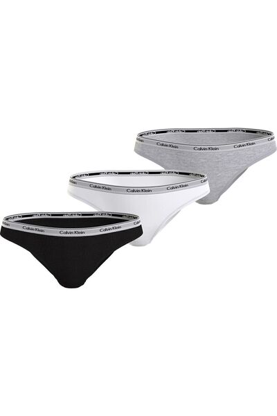 Calvin Klein سراويل داخلية نسائية بشعار العلامة التجارية - شريط مطاطي، مريحة وجيدة التهوية للاستخدام اليومي، أسود/أبيض/رمادي