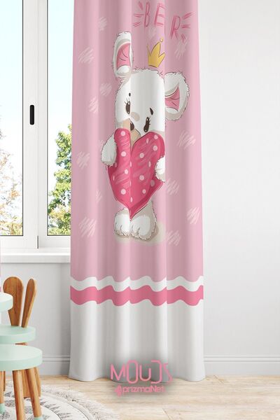 Moud's Дитяча та дитяча кімната з рожевим ведмедиком, завіса з замші - цифров...