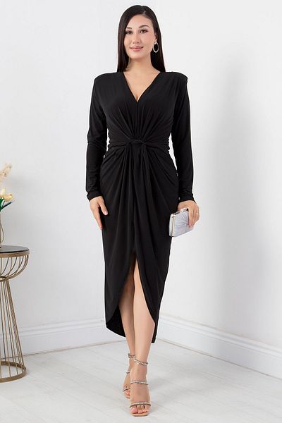 PULLIMM Rochie de nisip cu mâneci lungi cu decolteu în V - NY4411