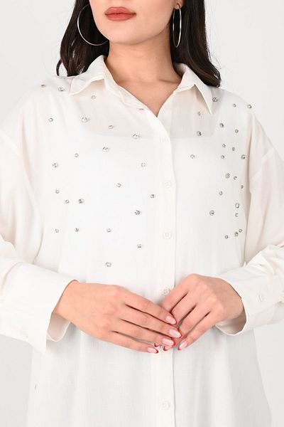 Koza Butik Cămașă detaliată pentru accesorii de piatră pentru femei 1676-24