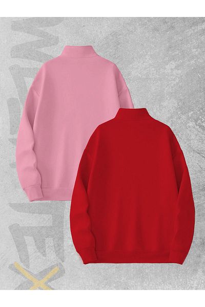 WEARTEX طقم سويت شيرت مكون من قطعتين بنصف سحاب من 3 خيوط